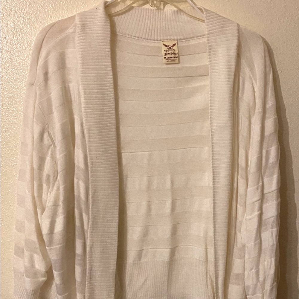 Cardigan/Overlay—Sheer White/Striped